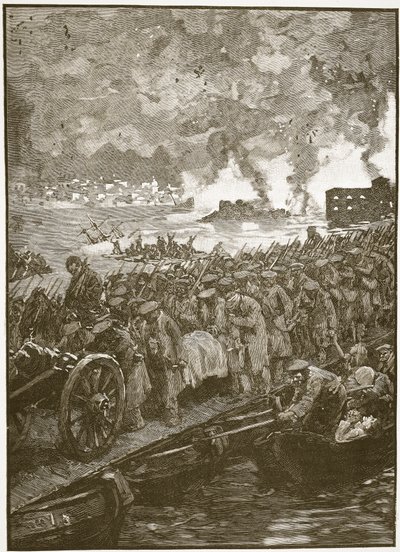 Evacuation of Sebastopol, illustration from Cassell