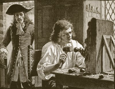 Evelyn discovering Grinling Gibbons, illustration from Cassell