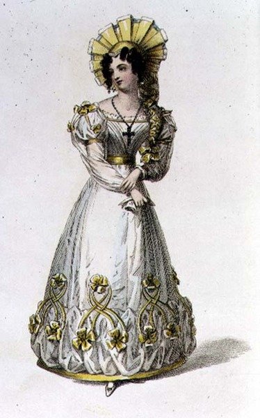 Evening dress, fashion plate from Ackermann