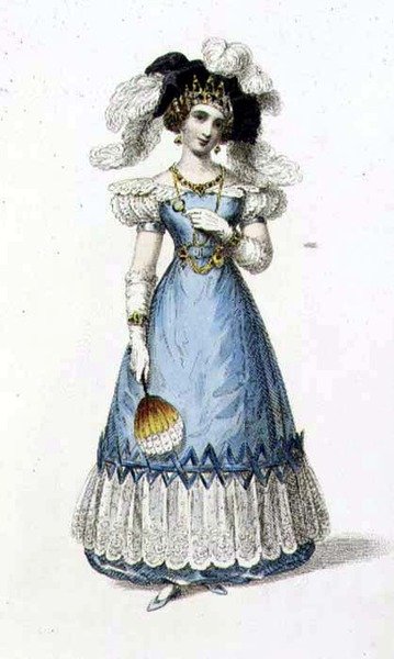 Evening dress, fashion plate from Ackermann