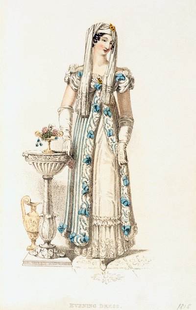 Evening dress, fashion plate from Ackermann