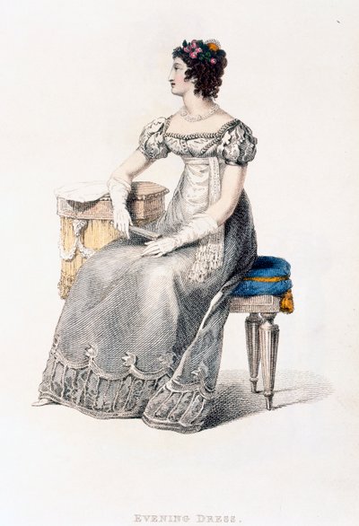 Evening dress, fashion plate from Ackermann