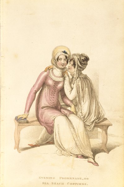 Evening, promenade or sea beach costumes, fashion plate from Ackermann