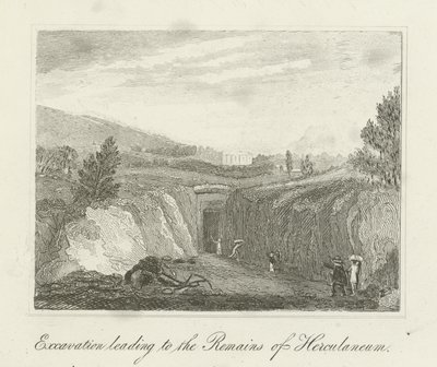 Excavation Leading to the Remains of Herculaneum by English School