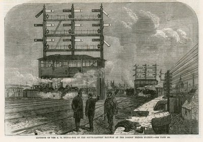 Exterior of the AB signal box of the South-Eastern Railway at the London Bridge Station by English School