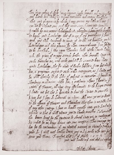 Facsimile of Philip Sidney