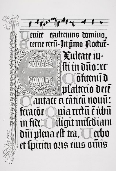 Facsimile of a page from a Psalter, printed by Johann Fust and Petrus Schoiffer, Mainz, 1459 by English School