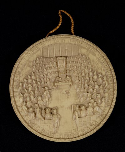Facsimile of the Great Seal of England of 1651, obverse depicting the House of Commons in Session by English School