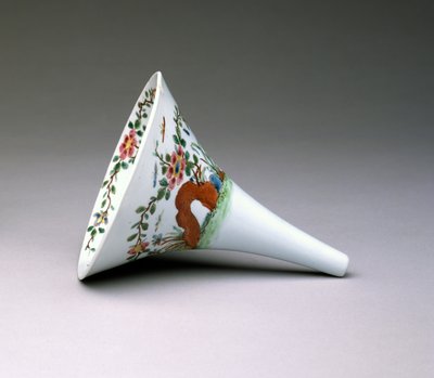 Famille Rose Wine Funnel, Worcester Porcelain, 1753-55 by English School