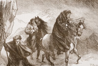 Farel and his companions journeying across the Alps by English School