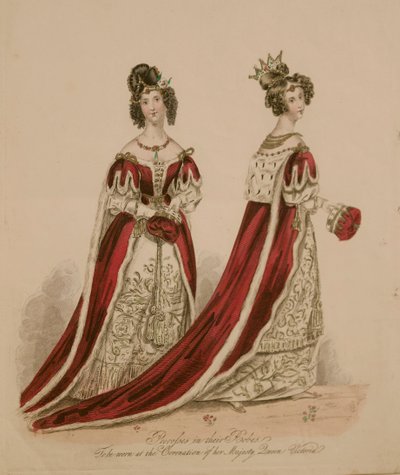 Fashion Plate Depicting Peeresses in Coronation Robes by English School