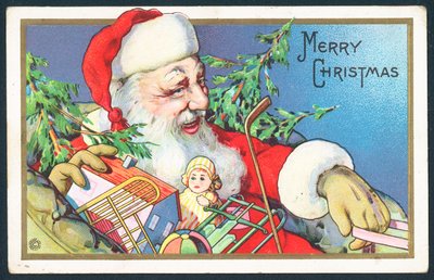 Father Christmas Delivering Toys by English School