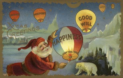 Father Christmas Setting Off Balloons by English School
