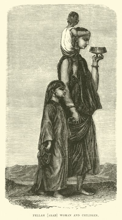 Fellah, Arab Woman and Children by English School