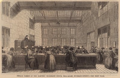 Female Clerks at the Electric Telegraph Office, Bell Alley, Moorgate Street by English School