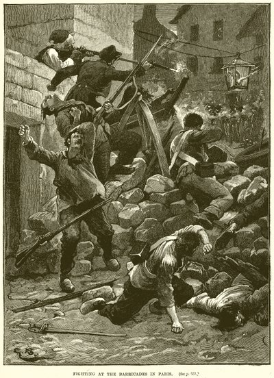 Fighting at the Barricades in Paris by English School