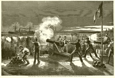 Firing on the Star of the West from the South Carolina Battery on Morriss Island, January 10, 1861 by English School