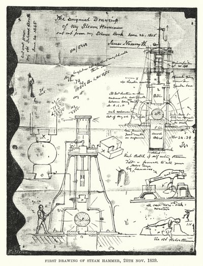 First Drawing of Steam Hammer, 24 November 1839 by English School