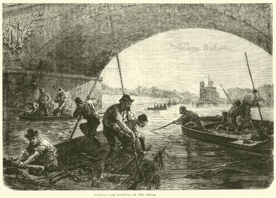 Fishing for Weapons in the Seine, April 1871 by English School