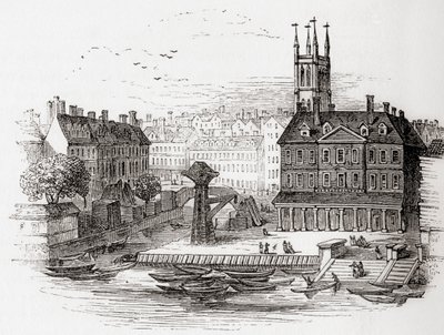 Fleet Ditch, London, England in 1749 at the Point Where it Ran into the Thames at Bridewell, from Old England: A Pictorial Museum, Published 1847 by English School