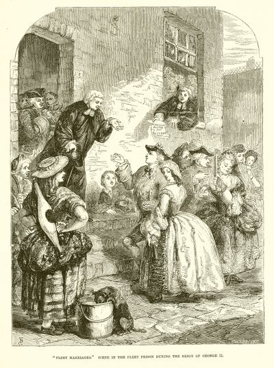 Fleet Marriages. Scene in the Fleet Prison during the Reign of George II by English School