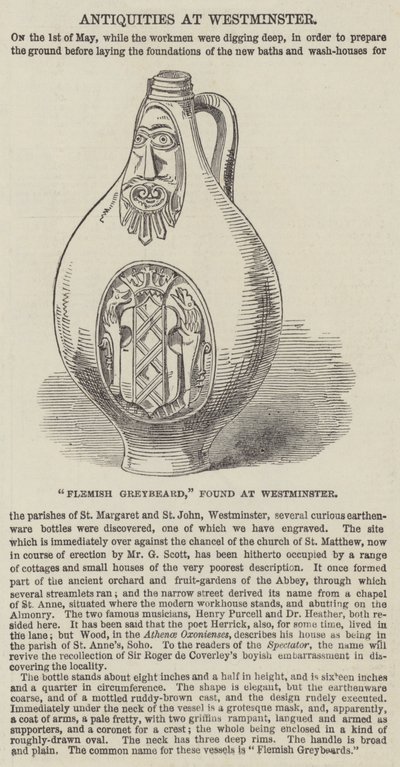 "Flemish Greybeard," found at Westminster by English School