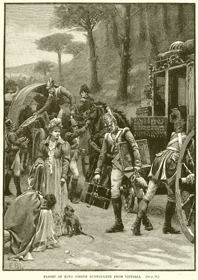 Flight of King Joseph Buonaparte from Vittoria by English School
