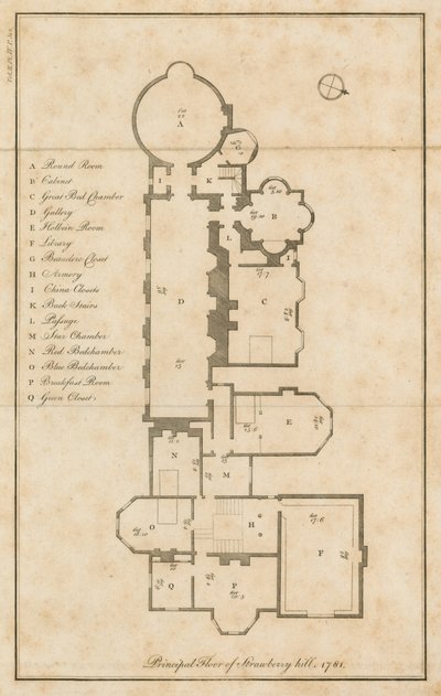 Floorplan of the principal floor, Strawberry Hill, London by English School