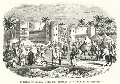 Fortress of Akaba, with the Arrival of a Caravan of Pilgrims by English School