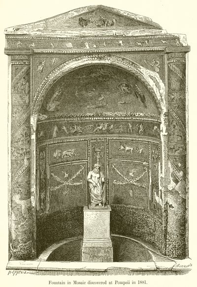 Fountain in Mosaic Discovered at Pompeii in 1881 by English School