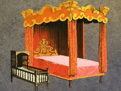 Four-Poster Bed and Cradle by English School