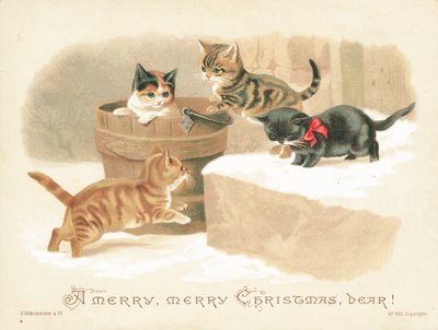 Four Little Kittens Playing by English School