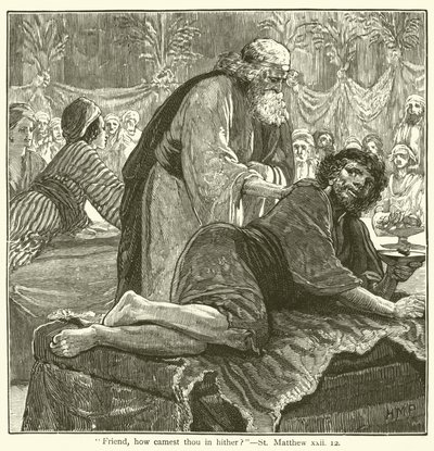 Friend, how camest thou in hither?, St Matthew, xxii by English School
