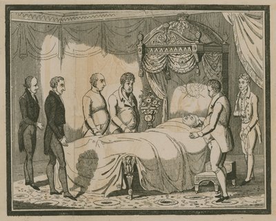 Friends Surround the Bed of a Dying Man by English School