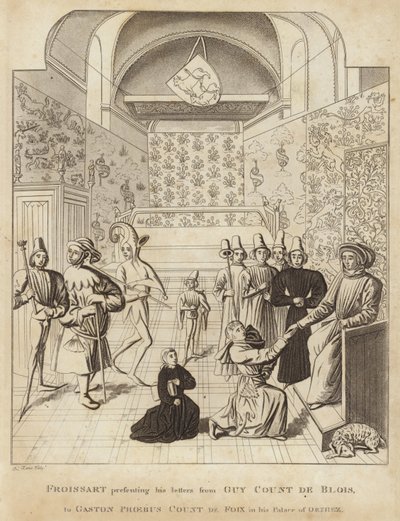 Froissart Presenting His Letters from Guy Court de Blois, to Gaston Phoebus Count de Foix in His Palace of Orthez by English School