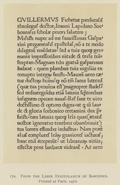 From the Liber Epistolarum of Barzizius, printed at Paris by English School