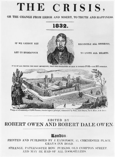 Front cover of The Crisis, edited by Robert Owen and Robert Dale Owen, London, 1832 by English School