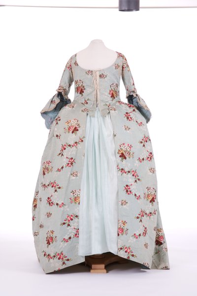 Front view of a sack back dress, 1760s by English School