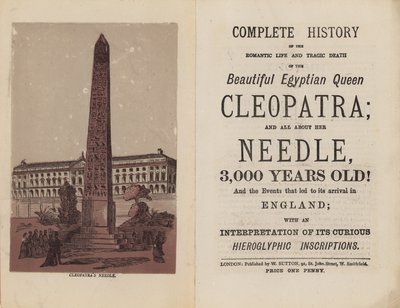 Frontispiece and Title Page for Complete History of the Romantic Life and Tragic Death of the Beautiful Egyptian Queen Cleopatra by English School