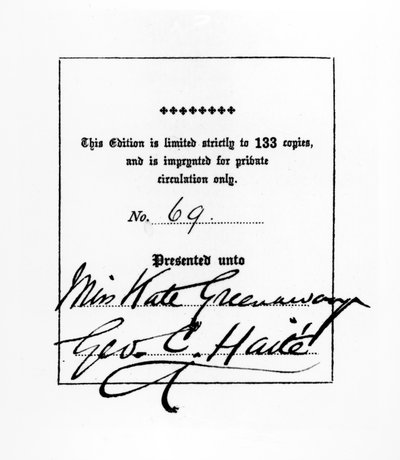 Frontispiece from a Sette of Odd Volumes publication by George C. Haite dedicated to Kate Greenaway, c.1880-1900 by English School