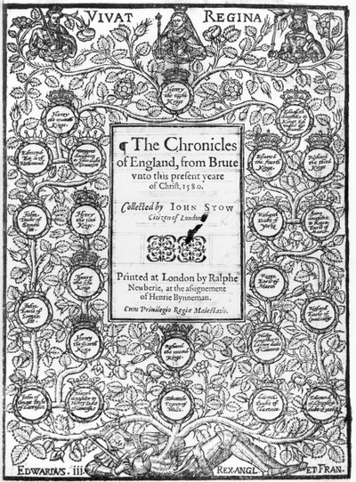Frontispiece of The Chronicles of England by John Stow, 1580 by English School