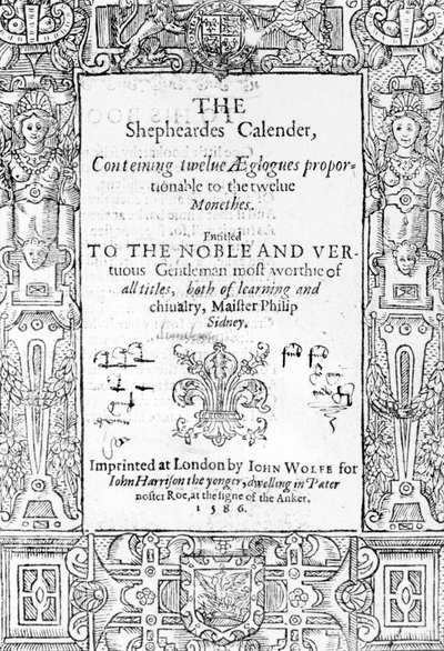 Frontispiece of The Shepheardes Calender by Esmond Spenser, published 1586 by English School