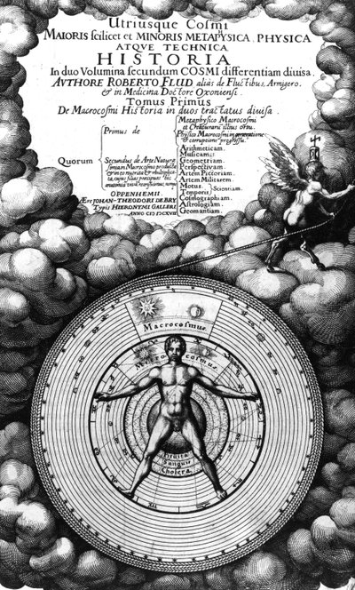 Frontispiece of Utriusque Cosmi Historia by Robert Fludd, Volume I, published in 1617 by English School