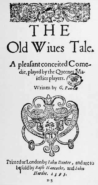 Frontispiece to The Old Wives Tales by George Peele (1556-96), 1595 by English School