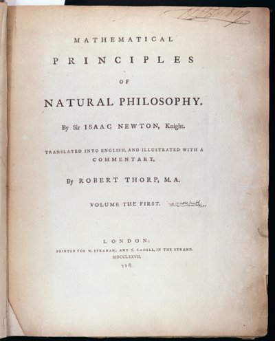 Frontispiece to Volume I of The Mathematical Principles of Natural Philosophy by Sir Isaac Newton 1777 by English School