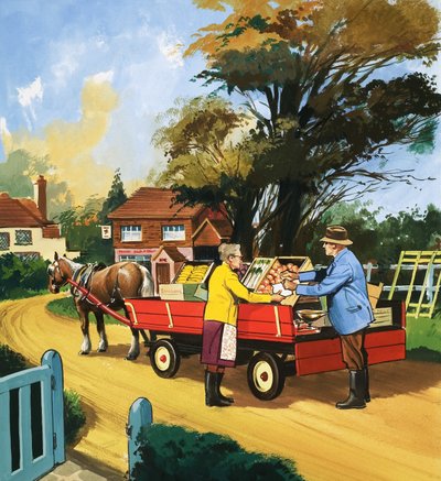 Fruit and Vegetable Seller by English School