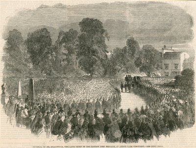 Funeral of Mr Braidwood, the late chief of the London Fire Brigade, in Abney Park Cemetery, London by English School