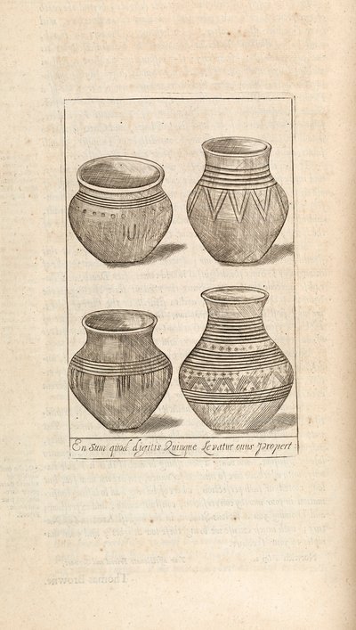 Funerary urns, illustration from Works by Thomas Brown, London 1686 by English School