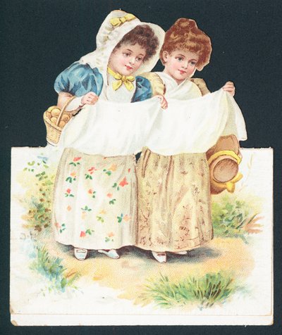 Girls collecting eggs by English School