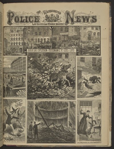 Great Gas Explosion in Tottenham Court Road, Loss of Life, Illustrated Police News by English School